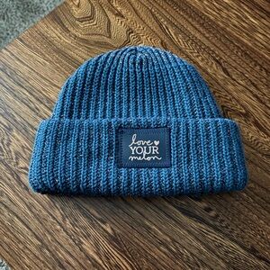 Love Your Melon Teal Metallic Rose Gold Yarn Cuffed Beanie